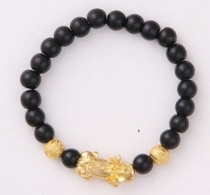 Obsidian 18K Goud Armband ses dapper woorde op hand en klein Pêrel vervoer geskenke groothandel