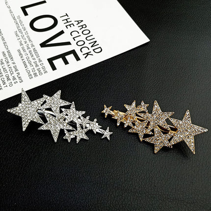 Volle Diamant Barrettes Kant Groot En Klein Pentagramme Kop