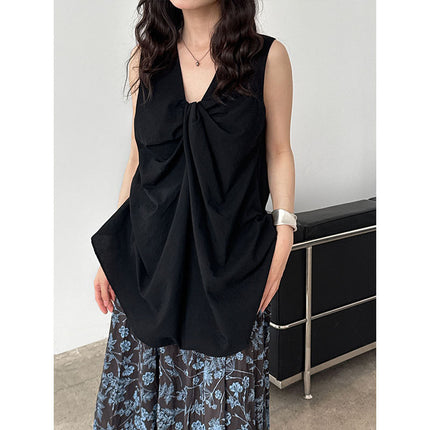 Round Neck Design Three-dimensional Twisted Vest Top