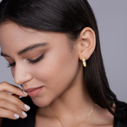 Modern Circle - Premium Moissanite Luxury Fashion Light Luxury Jewelry Silver Stud Earrings S925 Silver Electroplated Gold