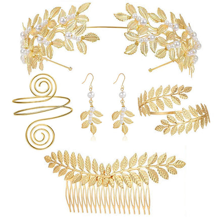 Goue Haarband Oorbelle Hanger Armband Vir Vroue