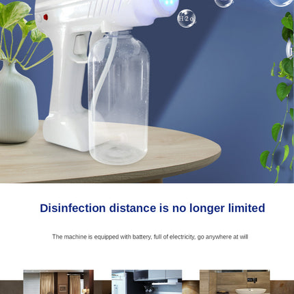 Blue Light Atomizing Spray Gun Handheld Wireless Atomizing Fogger Disinfection Sprayer Nano Sprayer Household Supplies
