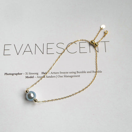 Seewater Pêrel Werklik Hennep Enkel 14K Goue Armband