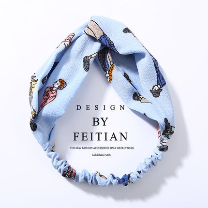 Fabric cross-knotted bow chiffon floral headband