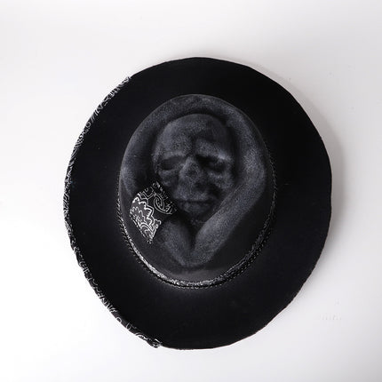 Halloween New Handmade Skull Hat Felt Denim Hat