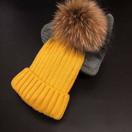 New Autumn And Winter Rolled Knitted Wool Hat With Ear Protection