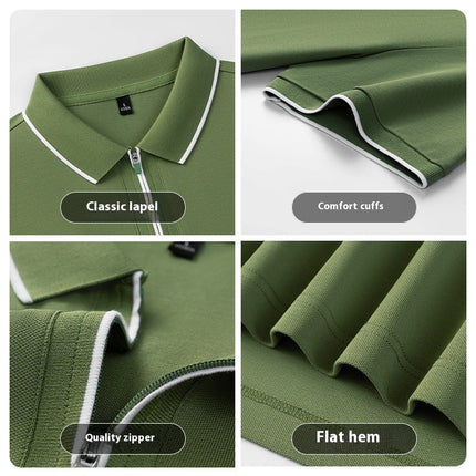 Solid Color Zipper High Quality POLO Men's Short Sleeve