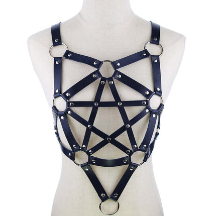 Pentacle body leather jacket