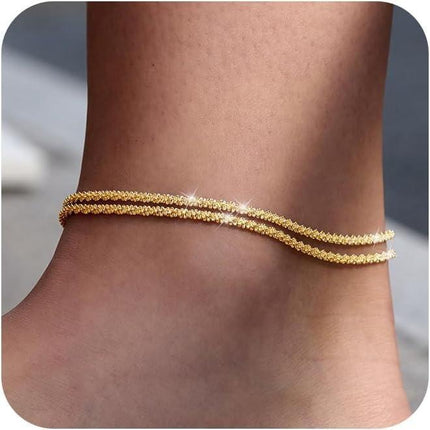 Mode Multi-laag Waterdigte Verstelbare Enkelarmband Vir Vroue Goud En Silwer Opsioneel