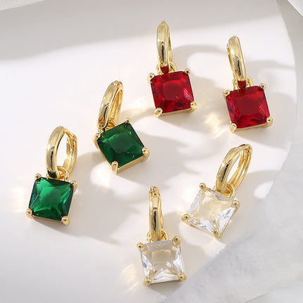 Women's Geometric Square Zircon Earrings