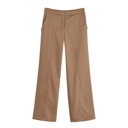 Short Sleeve Double Breasted Top High Waist Trousers