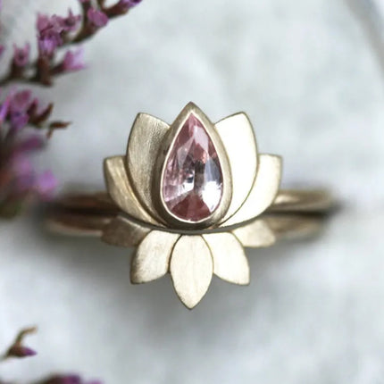 Retro Kreatiewe Ontwerp Nis Lotusblom Ring