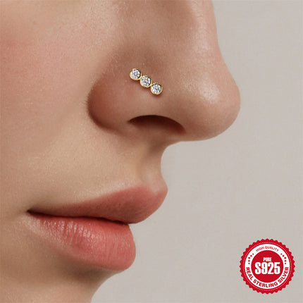 Nuwe 925 Sterling Silwer Gepersonaliseerde Diamant Toe Neusring