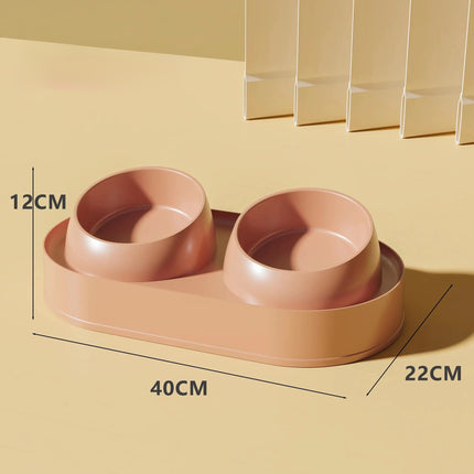 Pet Double Bowl Tilt Protect Neck Cat Bowl Non-slip Dog Food Dish Elevated Cat Dog Food Water Feeder Not Black Chin Pet Supplies