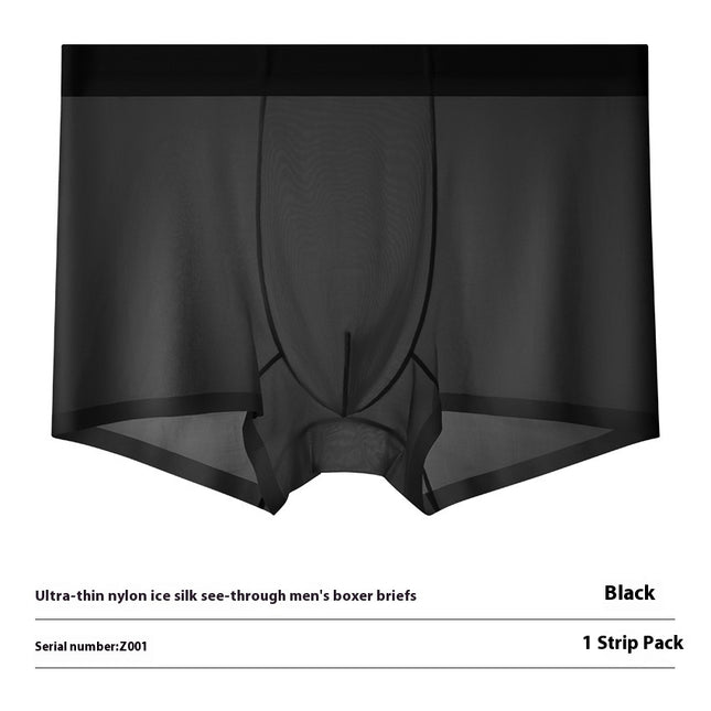 Ultra-thin Cool Ice Silk Breathable Traceless Transparent Hair Exposed Sexy Boxer