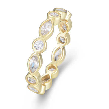 925 Sterling Silwer Geometriese Ronde Markiesgeslypte Sirkoonring