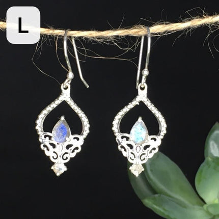 Sterling Silwer Natuurlike Kristalle Vintage Etniese Feetjie Druppeloorbelle