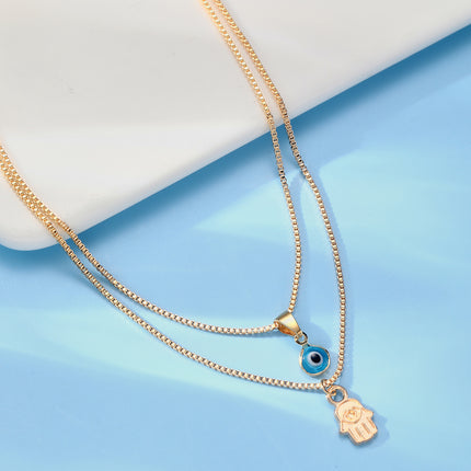 Retro Affordable Luxury Sets Of Simple Devil Eye Palm Necklace Suit