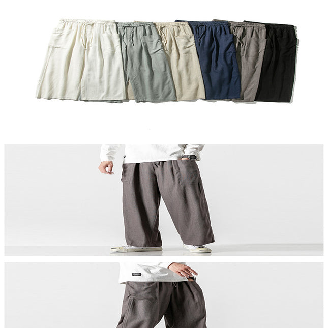 Retro Chinese Style Loose BF Retro Style Wide-Leg Pants