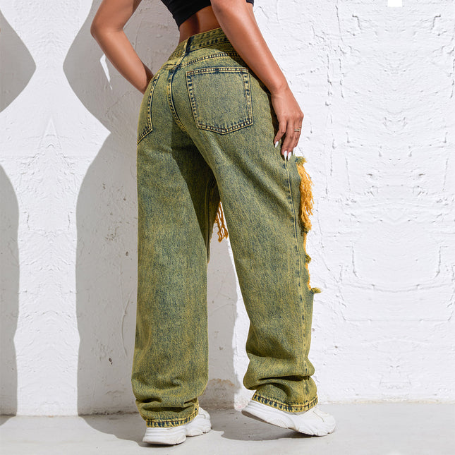 Shascullfites Baggy Jeans Women New American Loose Wide-leg Pants Old Straight Leg Trousers