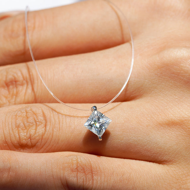 1-Karaat Moissanite Meermintran Halssnoer vir Vroue Sleutelbeenketting
