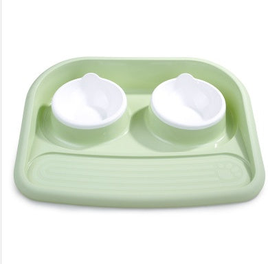 Environmental Pet Bowl Plastic Anti-skid Double Bowl Anti-knocking, Eating And Drinking Dual-purpose Dog Feeder Dog Pot