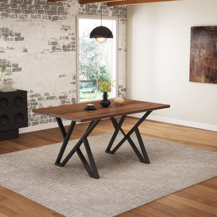 Binne-eetkamertafel Met Metaalpote, Okkerneuthout