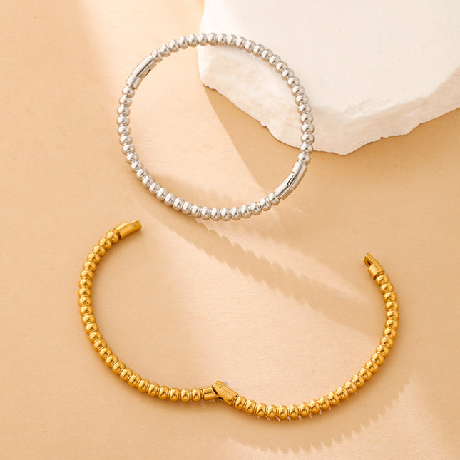 Titaanstaal Bamboe Skakel Armband Ronde Draad Eenvoudige Ring Armband