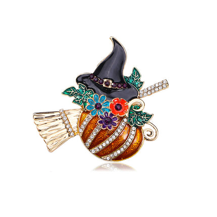 Halloween Pumpkin Witch Brooch Niche Personality Fashion Cartoon Corsage