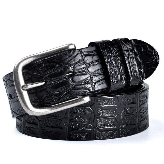 Men's Genuine Leather Crocodile Pattern Vintage Pin Buckle Belt