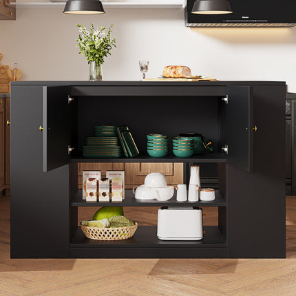 Moderne Kombuiseiland, Buffetkas, Kombuiskas Met Laaie En Rakke, Buffetkas Vir Kombuis En Eetkamer, Swart