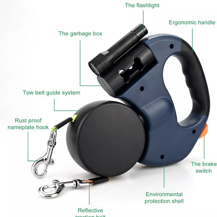 Retractable Lead Leash Double  Dual Doggie 2 Dog 50 Pounds For Pet