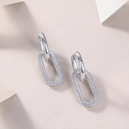 Top-quality Moissanite Luxury And Fashionable Light Luxury Jewelry Silver Stud Earrings S925 Silver Plated Platinum