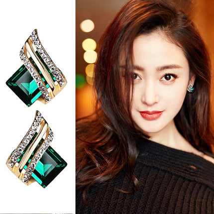 Silver S925 Diamond Earrings Female Korean Crystal Diamond Geometric Ornament Female