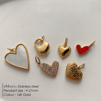 Stainless Steel Necklace Ring Earrings And Pendant With Full Hearts And Diamonds