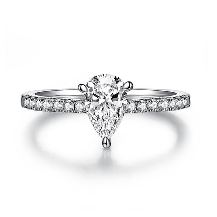 Peervormige Moissanite Gevestig Met Topgehalte Moissanite Luukse En Modieuse Ligte Luukse Juweliersware Silwer Ring S925 Silwer Geëlektroplateer Met Platinum