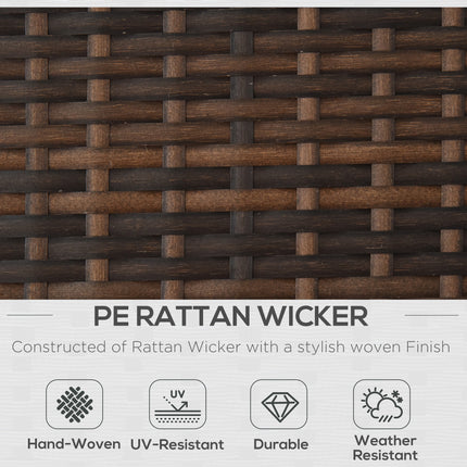 3-stuk Patio Meubelstel, Rattan Buite Bankstel met Lêbank & Liefdesbank, Sagte Kussings, Gehard Glas Tafel, L-vormige Seksionele Bank, Beige