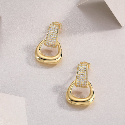 All-encompassing - Top-quality Moissanite Luxury, Fashionable And Light Luxury Jewelry, Silver Stud Earrings S925 Silver Plated With Gold