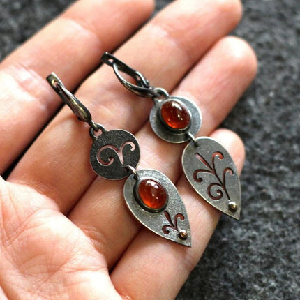 Vintage Distressed Alloy Carved Metal Personality Earrings