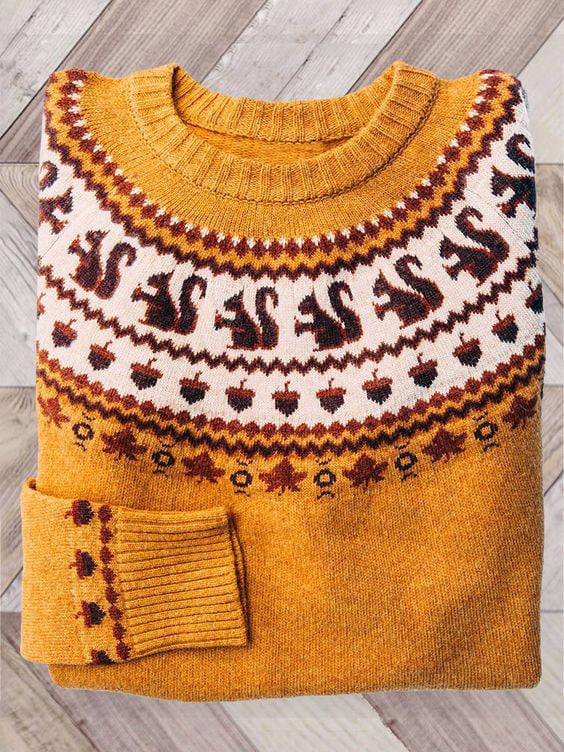 Women's Simple Loose Digital Printed Round Neck Sweater