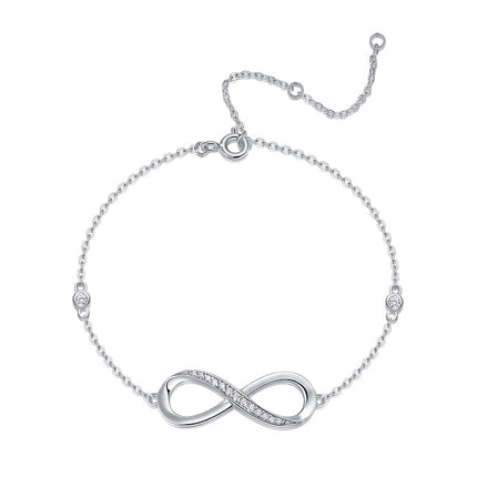 Hierdie luukse en modieuse ligte luukse juweliersware silwer armband, versier met topgehalte moissanite, is van S925 silwer gemaak en met platinum geëlektroneer.