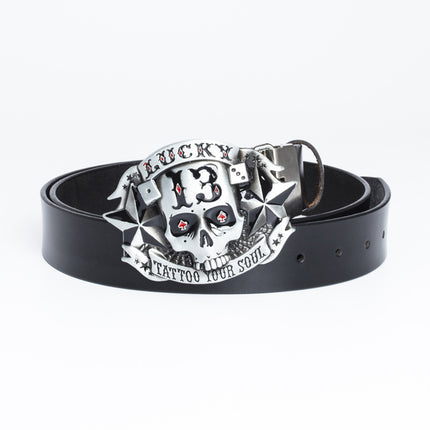 Trendy Men's Leather Belt Skull Skateboard Buckle