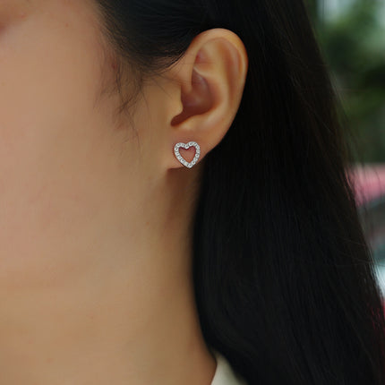 From The Heart - Premium Moissanite Luukse Mode Ligte Luukse Juweliersware Silwer Oorknoppies S925 Versilwerde Platinum