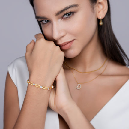 Versier Met Topgehalte Moissanite, Is Hierdie Luukse En Modieuse Lig Luukse Tendens Juweliersware Silwer Armband S925 Silwer-geplateer Met Goud