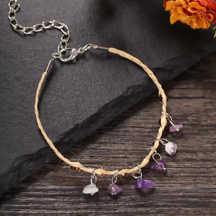 Raffia Klippie Armband, Handgeweefde Armband, Raffia Enkelbandjie