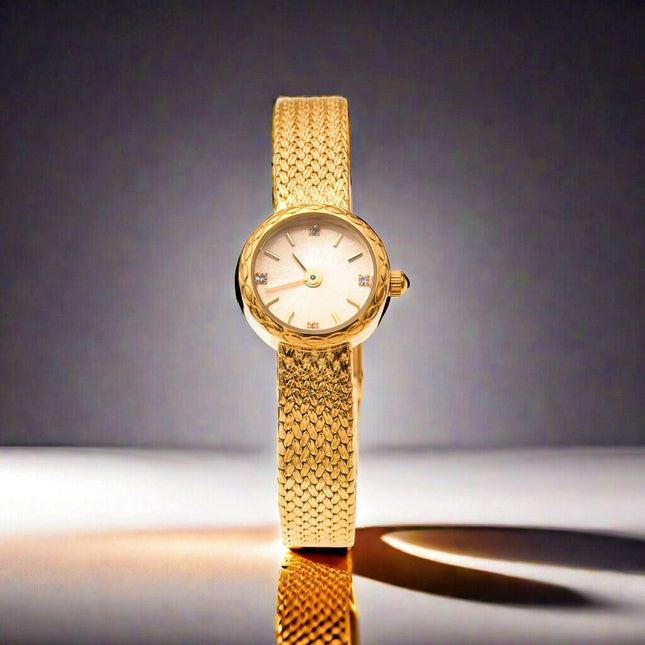 Retro Copper Mesh Womens Versatile Vintage-style Mini Gold Watch