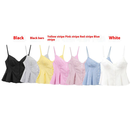 Single-breasted Wide Pleated Skirt Hem Slim Short Women's Vest