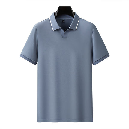 Gemersiriseerde Pêrelkatoen Lapel Kortmou Polokraaghemp