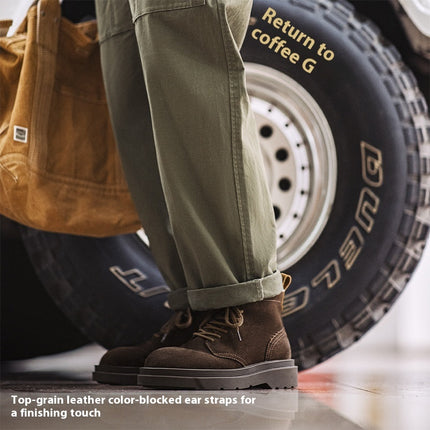 Men's Casual Retro Platform Middle High Top Suede Martin Boots