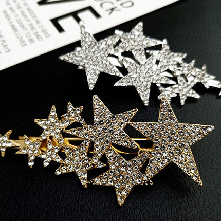 Volle Diamant Barrettes Kant Groot En Klein Pentagramme Kop